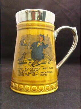 Stunning Vintage Beer Mug Lord Nelson Pottery England 5.5" Tall Y2 AM